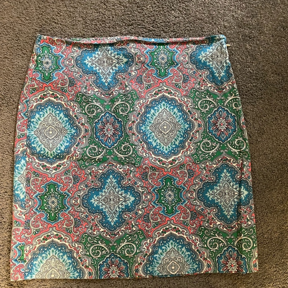 Talbots Blue and Pink Embellished Pencil Skirt